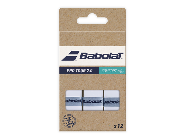 Babolat Pro Tour 2.0 Hvit x12 Klebrig og absorberende grep. 12 pk.